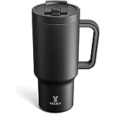 Meoky 32 oz Tumbler with Handle and Flip Straw, 100% Leakproof Tumbler with Lid and Straw, Stainless Steel Insulated Cup, Cupholder Friendly, Keeps Cold for 24 Hours (Night)