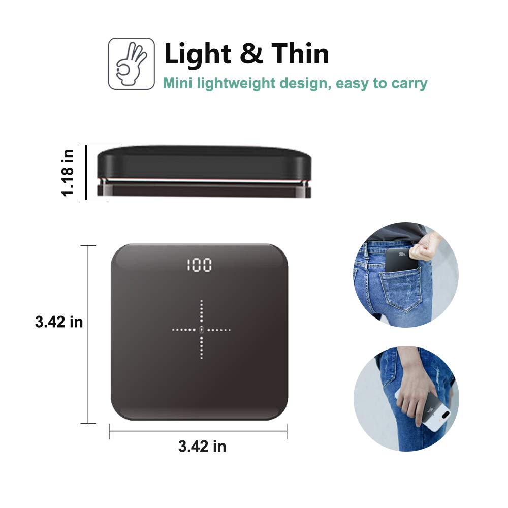 AILRINNI Portable Wireless Charger, 20000 mAh Wireless Power Bank with Digital Display, External Battery Qi Fast Charging for iPhone X/XS/XR/8 Plus/, Samsung S10/S9/S8/7/6 and more-Black