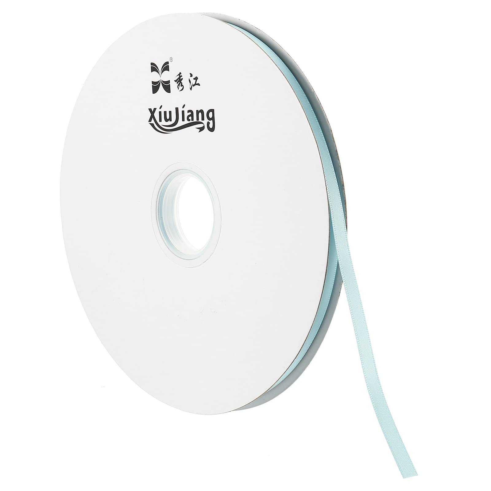 PATIKIL 0.28 Inch Wide 100 Yards Satin Ribbon, Double Face Solid Crafts Roll for Party Home DIY Wrapping Decoration Light Blue