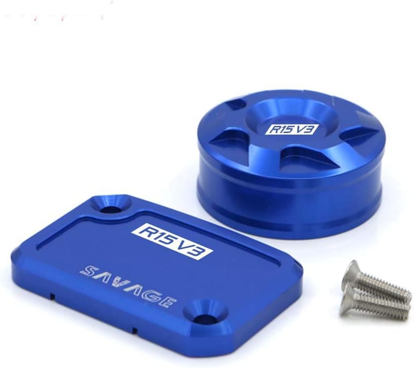 crazy sport Front &Rear Brake Master Cylinder Fluid Reservoir Cover For YAMAHA R15V3 R15 V3 2017-2018 Motorcycle Accessories Cap CNC With Logo (Blue)