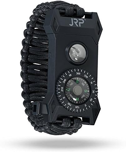 Tactical Survival Paracord Bracelet Gear Kit - LED Flashlight Fire Starter Emergency Whistle Great for Military Hiking Camping Hunting Fishing Boy Scouts! 60% BIGGER Compass than Competition!