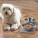 mDesign Premium Quality Square Pet Food and Water Bowl Feeding Mat for Dogs and Cats, Waterproof Non-Slip Durable Silicone Placemat - Food Safe - Small, Linelle Collection - Gray