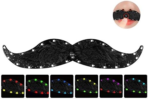 DODOMAGXANADU Colourful LED Luminous Hairy Mustache Cool Christmas Party Favor Toy LED Glowing Sexy Attractive Fake Beard with Gummed Paper