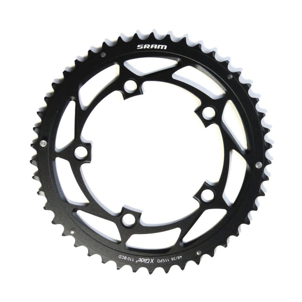 Sram Road Chainring 46T 11 Speed Yaw S2 Hidden Bolt and Non-Hidden Bolt 110 mm Aluminium 5 mm BB30 or GXP (46-36) - Blast Black
