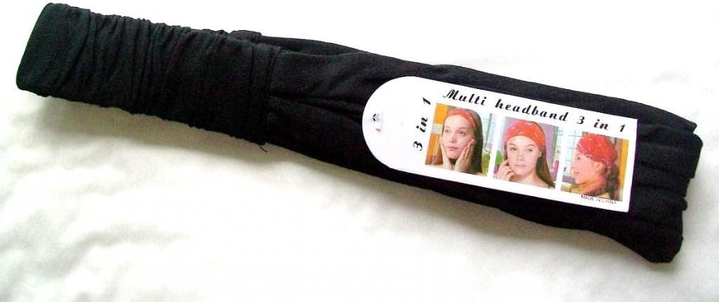 3 in 1 Girls Black Hair Scarf Multi Head band Bandana Headwrap Sweatband Boho Hat Accessories
