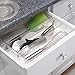 mDesign 3 Compartment Kitchen Cabinet Drawer Organizer Tray with Non-Skid Feet - Divided Sections for Cutlery, Serving Spoons, Cooking Utensils, Gadgets, BPA Free, Food Safe - 3