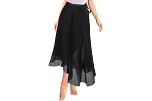 Lusofie Long Dance Wrap Skirt Women Ladies Long Sheer Dance Skirts ， Ballet Wrap Skirt Chiffon Skirt with Adjustable Belt