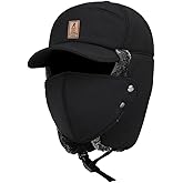 3 in 1 Men's Trapper Hat with Ear Flaps ,Winter Warm Hat Full Face Neck Warmer All-Around Windproof Warm Insulated Winter