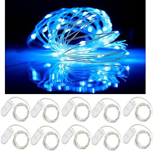 Fairy Lights LYA 10-Pack Fairy String Lights Batteries Operated 6.8ft/2M 20 LEDs on Silver Wire Lights for Wedding Centerpieces Table Decorations or DIY Party Decorations