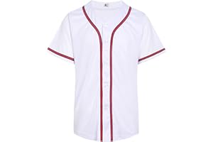 D DEHANER DEHANER Plain Blank Baseball Jerseys for Men Women Adult Hip Hop Hipster Button Down Shirts Sports Uniforms Outfits