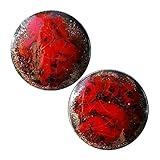 Pair - Red Ruby Aventurine Glass Ear Plugs Organic Handmade double-flared gauges Essential Oil Diffuser
