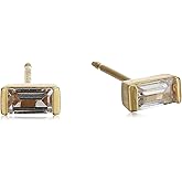 Amazon Essentials 18K Yellow Gold Plated Sterling Silver Baguette Stud Earrings