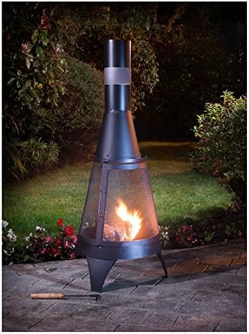 eShop4U Chimenea de leña, para jardín y Aire Libre, Color Negro, 120 cm