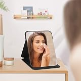 OSDUE Folding Tabletop Mirror 20.5x15.5 Black PU Leather Portable Vanity view 7