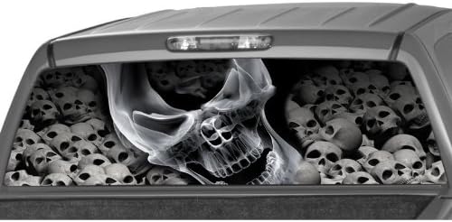 MotorINK Smocking Skull Rear Window Graphic Decal Tint Sticker Truck SUV ute