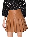 HaoDuoYi Womens PU Leather Pleated High Waist A Line Mini Skirt
