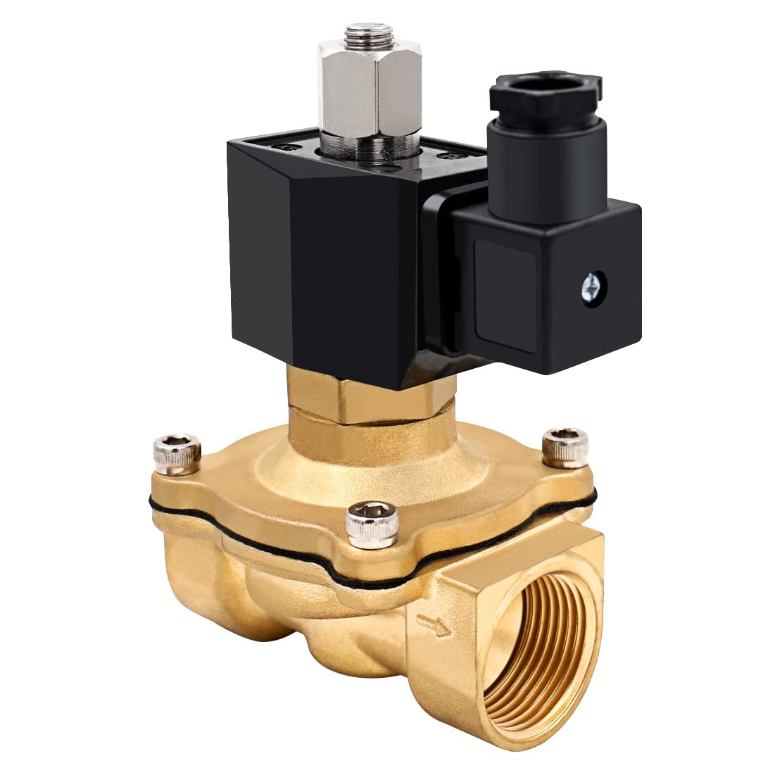 Heschen Brass Electric Solenoid Valve, 2W-250-25KJ, PT 1, DC12V, Direct Action Water Air Normally Open