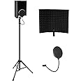 Recording Microphone Stand isolation shield with Heavy Tripod stand, Professional Recording Studio Podcast Equipment Kit with Pop Filter & 3/8 to 5/8 Adapter for Blue Yeti and Other Condenser Mic