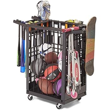 Lock & Roll Organizer Garage Storage System and Sports Equipment Organizer, Black