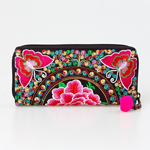 Changnoi Butterfly Woman's Wallet with Hmong Tribe Embroidered, Boho Wallet, Ethnic Wallet Fair Trade