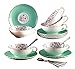Jusalpha Elegant Blue Tea Cup and Saucer Set-Coffee Cup Set with Saucer and Spoon FD-TCS10 (Set of 6, Blue-B)