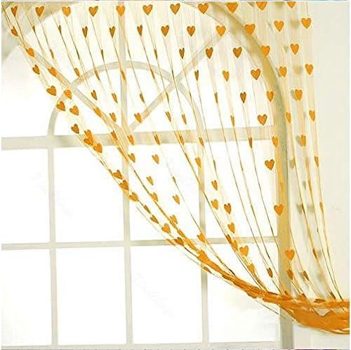 Handloom Hub Beautiful Summer Heart 2 Piece Polyester Door Curtain Set - 6.5ft, Orange