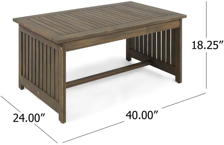 Christopher Knight Home Grace Outdoor Acacia Wood Coffee Table, Gray Finish : Garden & Outdoor