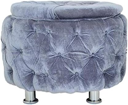 SAJID PUFFS Wooden Puffy Sitting Pouffe Cushioned Stool for Living Room (Grey, XL)