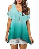 Huiyuzhi Womens Cold Shoulder Off Shirt Short Sleeve Tunic Top