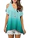 Huiyuzhi Womens Cold Shoulder Off Shirt Short Sleeve Tunic Top
