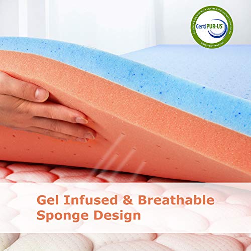 Maxzzz 3 Inch Mattress Topper Twin, Gel Infused Memory Foam Mattress