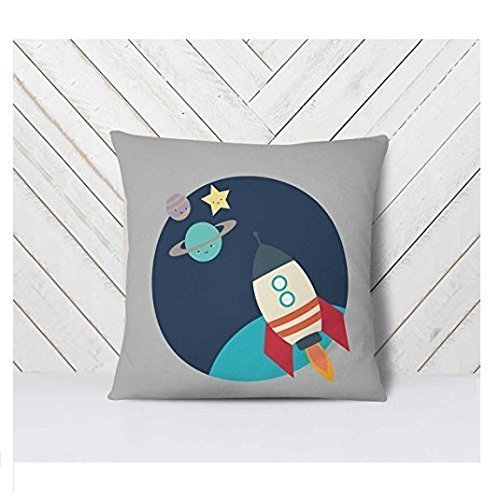 Yohoba Space Pillow Case, Kids Space Room, Space Throw Pillowcase, Kids Rocket Ship Pillow Cover, Astronaut Decor, Space Themed Nursery, 18"x18"