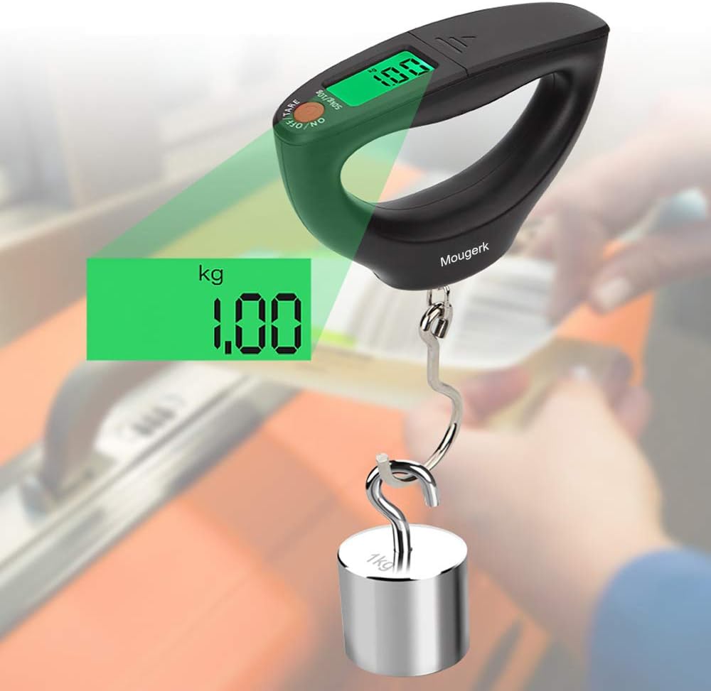 Mougerk 110lb 50kg Portable Digital Hanging Fish Scale Postal Scales, 2 AAA Batteries (Not Included): Sports & Outdoors