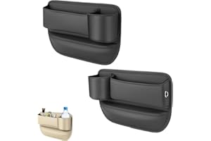 2 Pcs Custom Fit Car Seat Gap Filler for Dodge RAM ProMaster 2014-2025 Side Console Caddy PU Leather Pocket Organizer with Cu