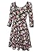 TAM WARE Women Elegant Floral Print 3/4 Sleeve Scoop Neck Flare Dress TWCWD100-BLACK-US S