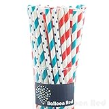 Biodegradable Paper Drinking Straws (Premium Quality), Pack of 100, Combo - Striped & Polka Dot