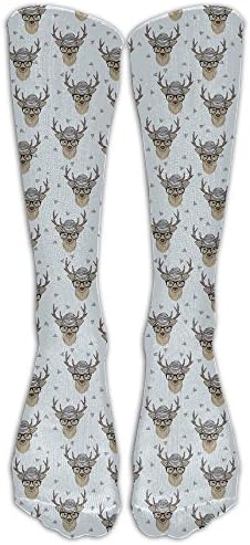Grey Hipster Deer Compression Socks Soccer Socks Long Stockings For Running Jogging Cross Training Cycling Relief