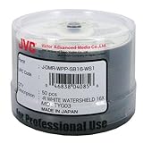 JVC Taiyo Yuden Water Shield White Inkjet Hub Printable 16X DVD-R Media 100 Pack in Cake Box (50PK*2)