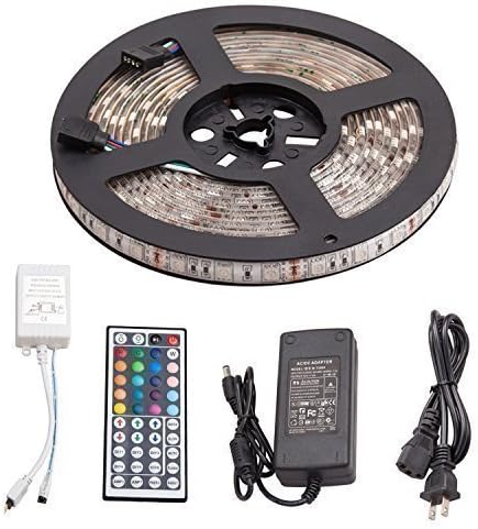 The Phoenix waterproof LED color Strip Light 16.4ft/5M 300LEDs Color Changing RGB SMD5050 Flexible IP65 60 LEDS per Meter 44 Key IR Remote Control &amp; 12V 5A Power Supply Indoor Outdoor