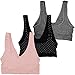 Stylzoo Women's Plus Size 3 Pack Seamless Wire Free Bra with Removable Pads Pink Black Dots Grey 3X