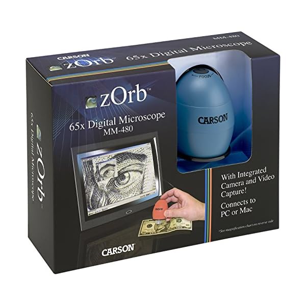 Carson MM-480b zOrb USB Digital-Mikroskop mit Foto- und Videofunktion, ideal für Schule, Forschung, Freizeit