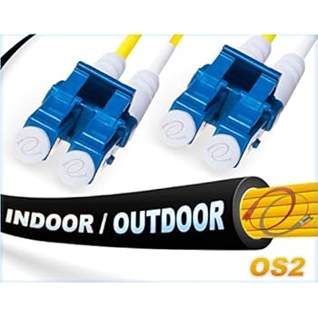 FiberCablesDirect - 1M OS2 LC LC Fiber Patch Cable | Indoor/Outdoor Duplex 9/125 LC to LC Singlemode Jumper 1 Meter (3.28ft) | Length Options: 0.5M-300M | smf lc-lc dx Single-Mode in/Outdoor Black