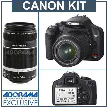Amazon Com Canon Eos Digital Rebel Xsi Slr Black 2 Lens Kit With Ef S 18 55mm F 3 5 5 6 Image Stabilizer Lens Ef S 55 250mm F 4 5 6 Is Image Stabilizer Lens Digital Slr Camera Bundles