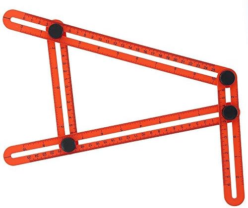Angle-izer Template Tool Multi Angle Measuring Ruler - Sullos Tools Angle finder Layout - Angles &amp; Shapes Finder With Metal Screw Threads - For Professional &amp; General DIY Wood Tile Flooring (Orange)