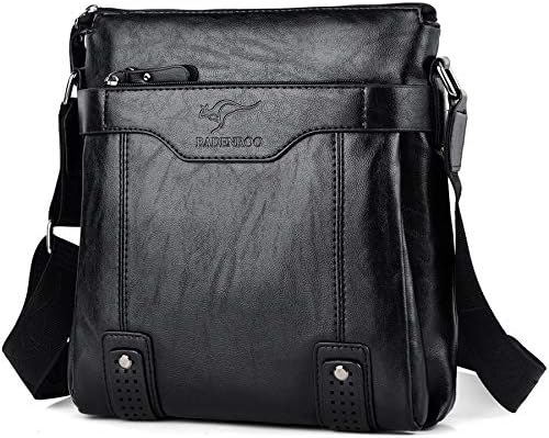 Amazon Whatna 牛革ミニショルダーバッグ 縦型 メンズ ポシェット ポーチ 本革 軽量 小型 小さめ メッセンジャーバッグ レザー 斜め掛け ビジネス 通学 通勤鞄 軽量 実用 自転車 かばん男性用 ブラウン 黒 06 黒 Huanshou シューズ バッグ