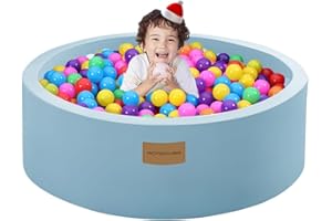 ROPECUBE Foam Ball Pits for Babies, Indoor Ball Pits for Toddlers 1-3 and Children, Kiddie Memory Foam Playpen Ball Pool Soft Round Designed Without Ball (Blue)