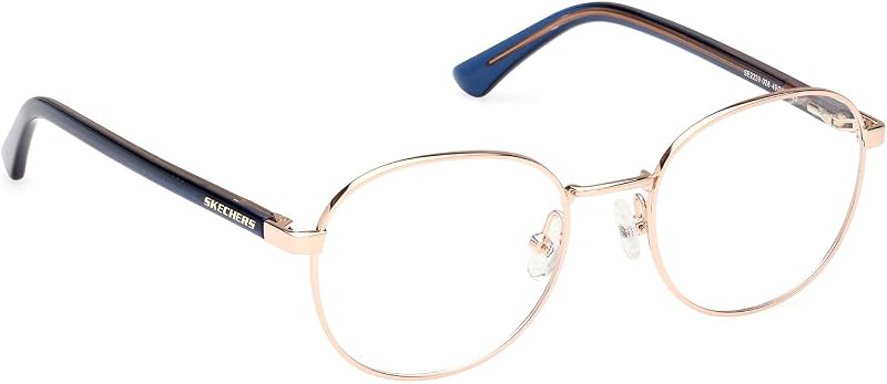 Brille mit Sehstärke für Damen optional mit Sonnenbrillentönung oder Blaulichtfilter, Rund, gefertigt aus Metall, Modell: SE2239@49028# (inklusive Brillenetui)