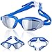 GAOGE Swimming Goggles No Leaking Anti Fog UV Protection Clear Triathlon Swim Goggles with Free Nose Clip, Ear Plugs Protection Case for Adult Men Women Youth Kids Child, Blue