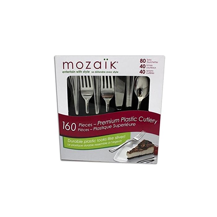 Buy MOZAIK Premium Plastic Cutlery Set 160 Pieces Utensils Feature