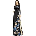 H15 The daisy flowers Ao dai Vietnam Vietnamese Traditional Ao Dai For Women, Vietnamese Dress For Women, Ao Dai Dress For Women ao dai Tet Lunar New Year (M, Blue)